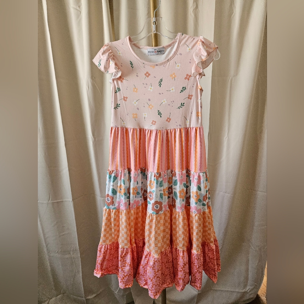 🌸 Adorable Sweetness Ava Retro Floral Check Tiered Dress 🌸 - Picture 3 of 5